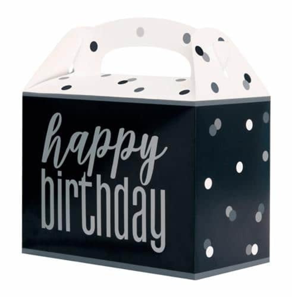 Unique Party Coffret à friandises Glitz noir et argent | 6 pièces