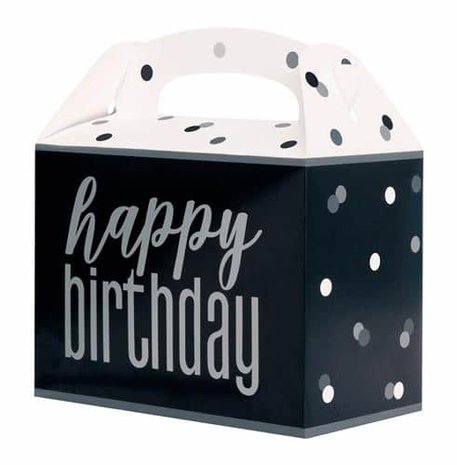 Unique Party Coffret à friandises Glitz noir et argent | 6 pièces