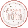 Unique Party Glitz Rose Gold Happy Birthday Plates 23cm | 8 pieces Unique Party Glitz Rose Gold Happy Birthday Plates 23cm | 8 pieces