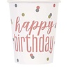 Unique Party Happy Birthday Mugs Rose Gold Glitz 250ml | 8 pieces Unique Party Happy Birthday Mugs Rose Gold Glitz 250ml | 8 pieces