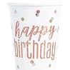 Unique Party Beker Rose Goud Happy Birthday Rose Goud Glitter | 8 stuks Unique Party Beker Rose Goud Happy Birthday Rose Goud Glitter | 8 stuks