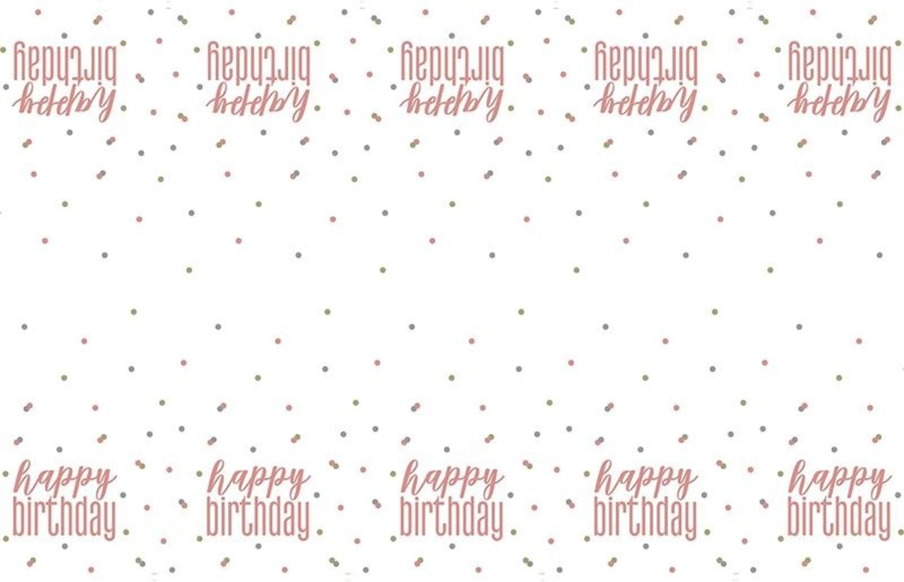 Unique Party Happy Birthday Rose Gold Glitter Tablecloth 137x213cm | per piece