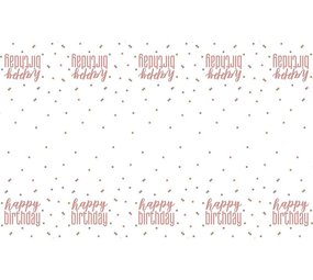 Unique Party Tafelkleed Happy Birthday Rose Goud Glitz 137x213cm | per stuk Unique Party Tafelkleed Happy Birthday Rose Goud Glitz 137x213cm | per stuk