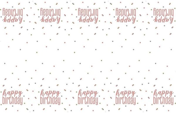 Unique Party Happy Birthday Rose Gold Glitter Tablecloth 137x213cm | per piece