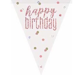 Unique Party Guirlande « Joyeux anniversaire » rose doré scintillant | 274 cm
