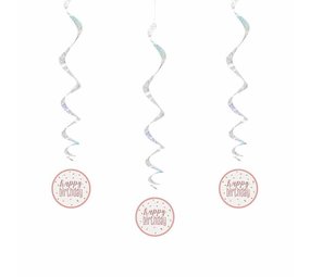 Unique Party Hangdecoratie Glitz Happy Birthday Rose Goud | 6 stuks