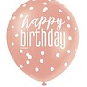 Ballons d'anniversaire scintillants or rose | 6 pièces