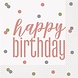 Servietten Roségold-Glitzer „Happy Birthday“, 33 x 33 cm | 16 Stück