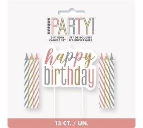 Bougies d'anniversaire scintillantes or rose | Lot de 13