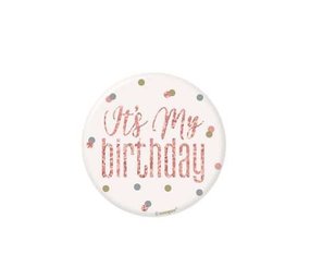 Button It's My Birthday Rose Gold