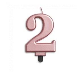WeFiesta Kaars 2 jaar Rose Goud Metallic | 8cm WeFiesta Kaars 2 jaar Rose Goud Metallic | 8cm
