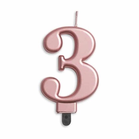 WeFiesta 3 Year Candle Rose Gold Metallic | 8cm