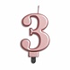 WeFiesta Bougie 3 ans or rose métallisé | 8 cm