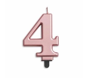 WeFiesta Kaars 4 jaar Rose Goud Metallic | 8cm WeFiesta Kaars 4 jaar Rose Goud Metallic | 8cm