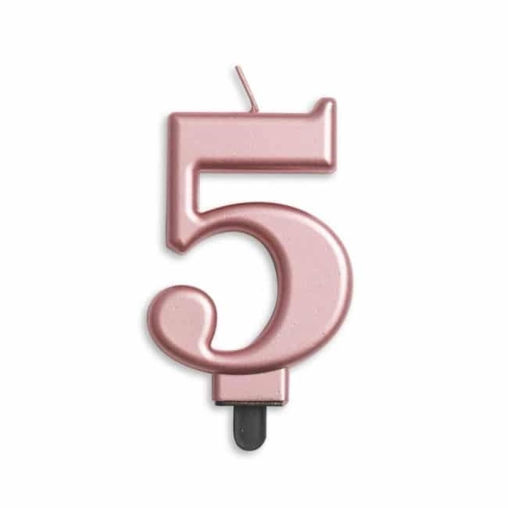 WeFiesta Kaars 5 jaar Rose Goud Metallic | 8cm WeFiesta Kaars 5 jaar Rose Goud Metallic | 8cm