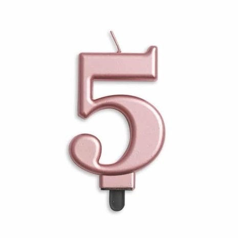 WeFiesta Kaars 5 jaar Rose Goud Metallic | 8cm WeFiesta Kaars 5 jaar Rose Goud Metallic | 8cm