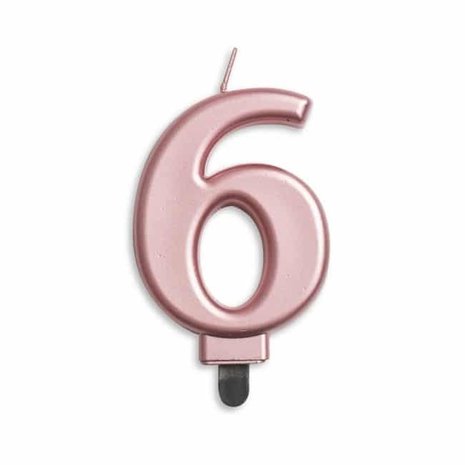 WeFiesta Bougie 6 ans Or rose métallisé | 8 cm