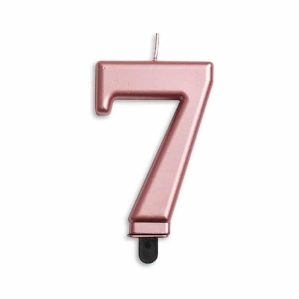 WeFiesta Kerze 7 Jahre Roségold Metallic | 8 cm