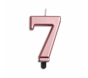WeFiesta Bougie 7 ans Or rose métallisé | 8 cm