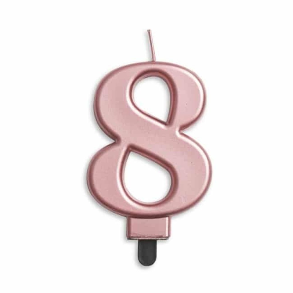 WeFiesta Bougie 8 ans Or rose métallisé | 8 cm