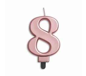 WeFiesta Bougie 8 ans Or rose métallisé | 8 cm