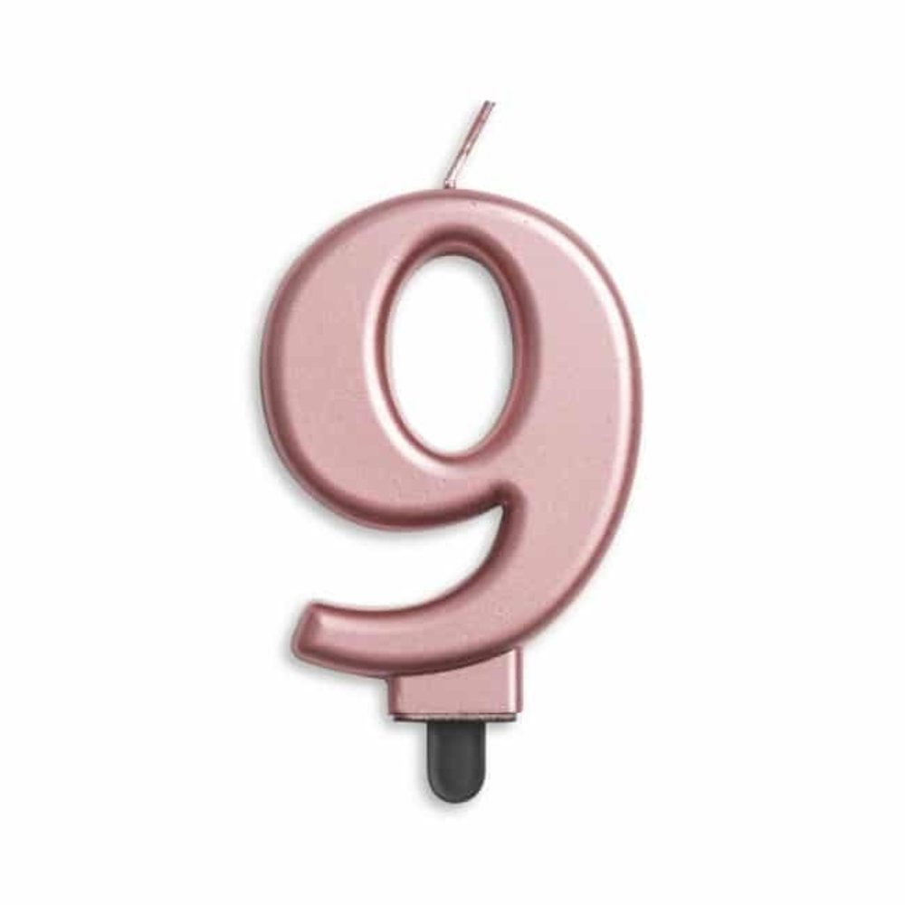 WeFiesta Kaars 9 jaar Rose Goud Metallic | 8cm WeFiesta Kaars 9 jaar Rose Goud Metallic | 8cm