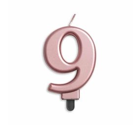 WeFiesta Bougie 9 ans Or rose métallisé | 8 cm