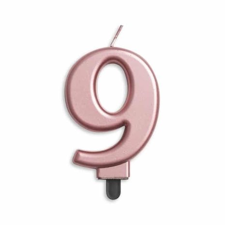 WeFiesta Kaars 9 jaar Rose Goud Metallic | 8cm WeFiesta Kaars 9 jaar Rose Goud Metallic | 8cm