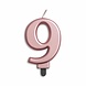 Kaars 9 jaar Rose Goud Metallic | 8cm Kaars 9 jaar Rose Goud Metallic | 8cm