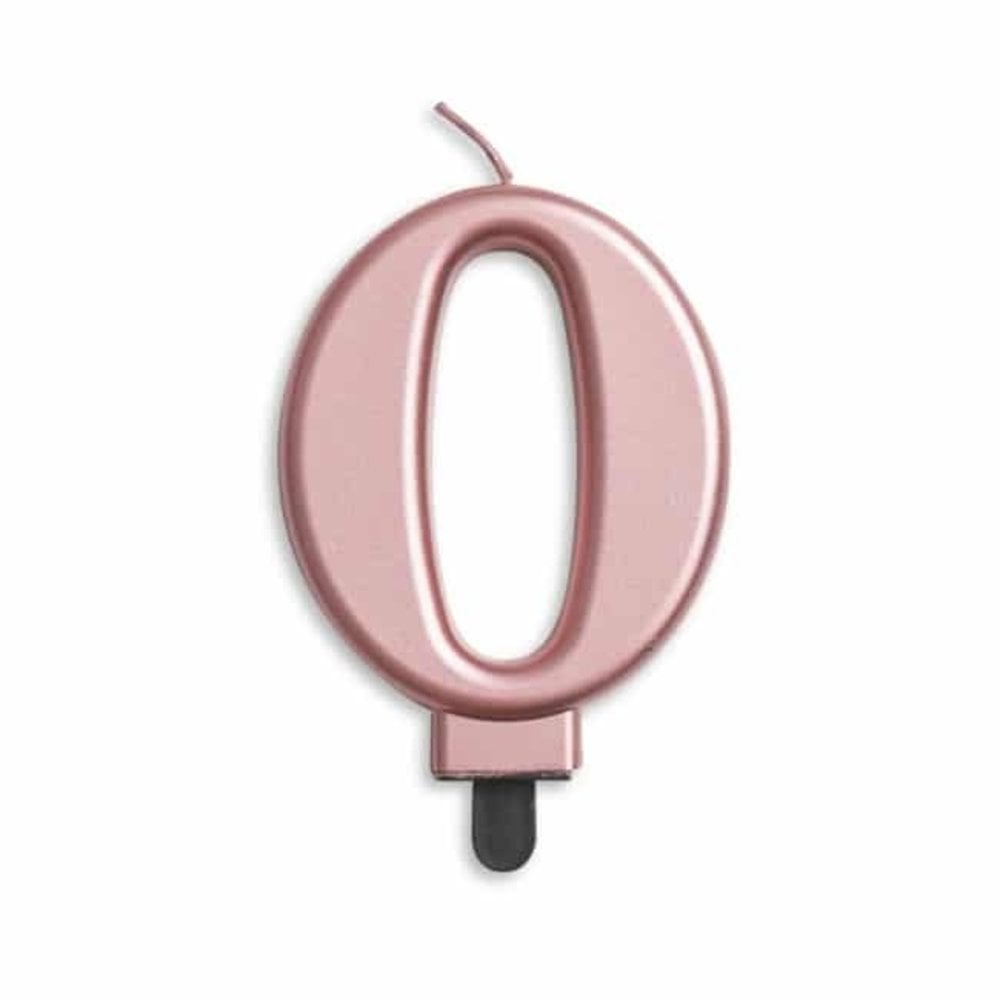 WeFiesta Bougie 0 ans Or rose métallisé | 8 cm