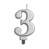WeFiesta Kaars 3 jaar Zilver Metallic | 8cm