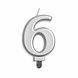 Globos Nordic Kaars 6 jaar Zilver Metallic | 8cm Globos Nordic Kaars 6 jaar Zilver Metallic | 8cm