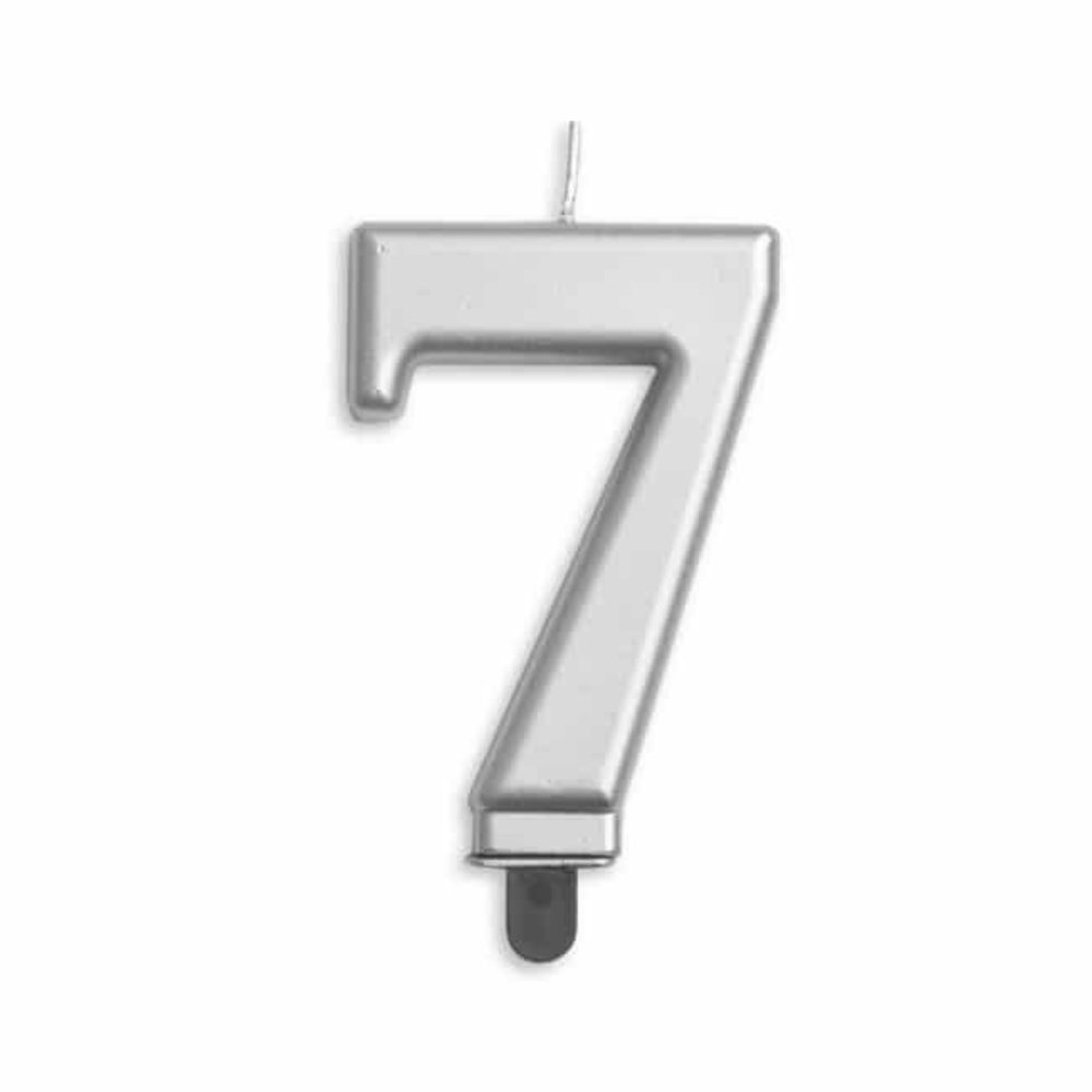 WeFiesta Bougie 7 ans Argent Métallisé | 8 cm