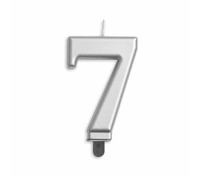 WeFiesta Kaars 7 jaar Zilver Metallic | 8cm WeFiesta Kaars 7 jaar Zilver Metallic | 8cm