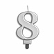 Globos Nordic Kaars 8 jaar Zilver Metallic | 8cm Globos Nordic Kaars 8 jaar Zilver Metallic | 8cm