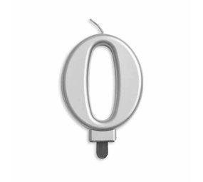 WeFiesta Kerze 0 Jahre Silbermetallic | 8 cm