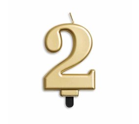 WeFiesta Bougie dorée métallisée de 2 ans | 8 cm