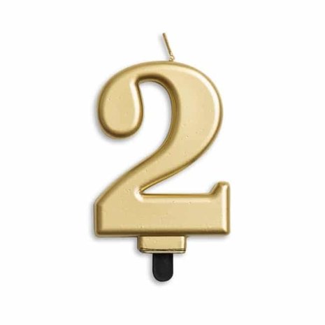 WeFiesta 2-Jahres-Kerze, Goldmetallic | 8 cm