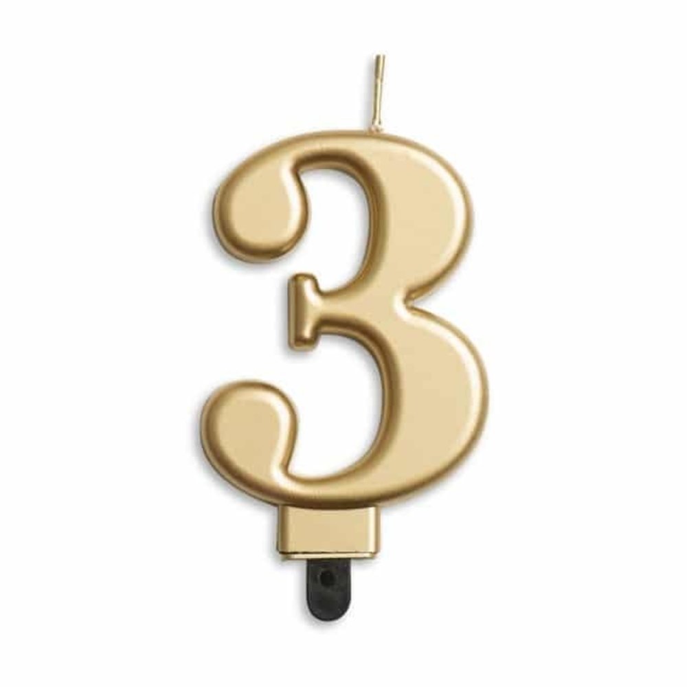 WeFiesta Bougie dorée métallisée 3 ans | 8 cm