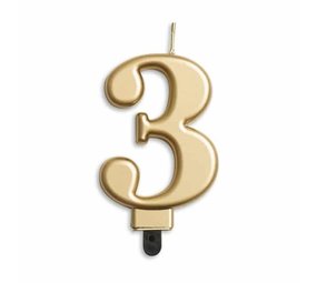 WeFiesta Kaars 3 jaar Goud Metallic | 8cm WeFiesta Kaars 3 jaar Goud Metallic | 8cm