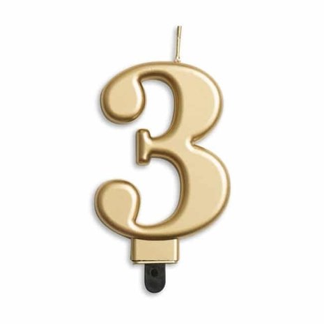 WeFiesta Bougie dorée métallisée 3 ans | 8 cm