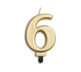 WeFiesta Bougie 6 ans Or Métallisé | 8 cm