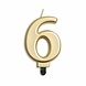 WeFiesta Kerze „6 Jahre Gold Metallic“ | 8 cm