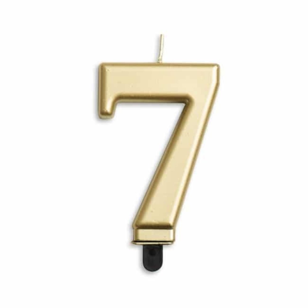 WeFiesta Kerze „7 Jahre Gold Metallic“ | 8 cm