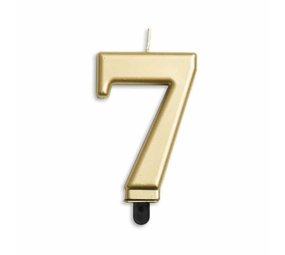 WeFiesta Kerze „7 Jahre Gold Metallic“ | 8 cm