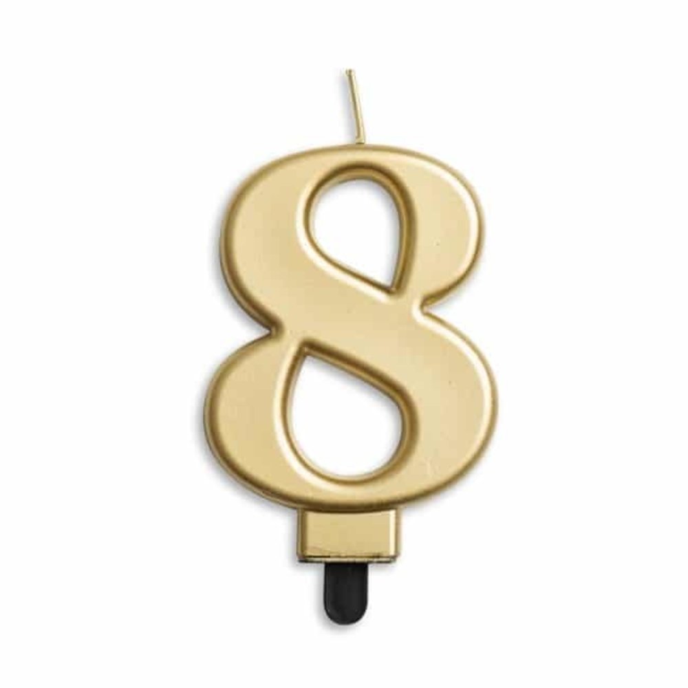 WeFiesta Candle 8 Years Gold Metallic | 8cm