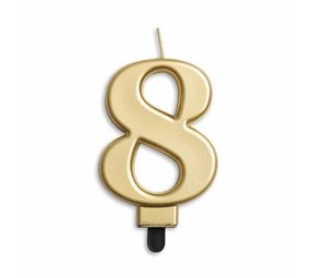 WeFiesta Kerze 8 Jahre Gold Metallic | 8 cm