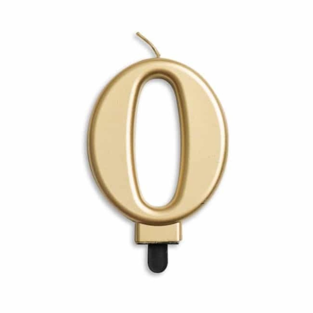 WeFiesta Bougie 0 ans Or Métallisé | 8 cm