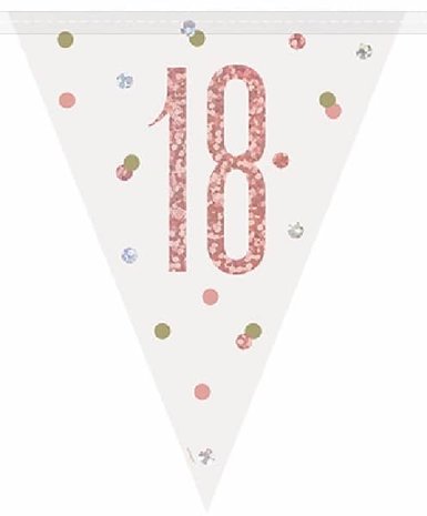 Unique Party Flag Garland 18 Years Rose Gold Glitz | 274cm