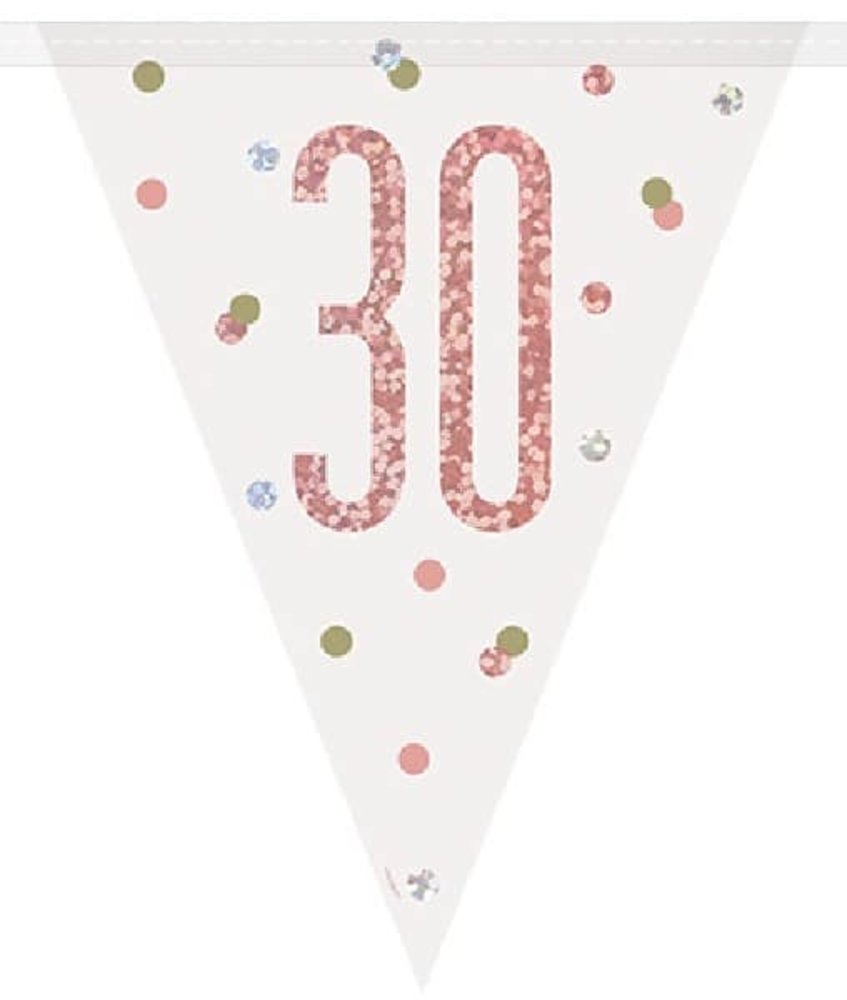 Unique Party Flag Garland 30 Years Rose Gold Glitz | 274cm